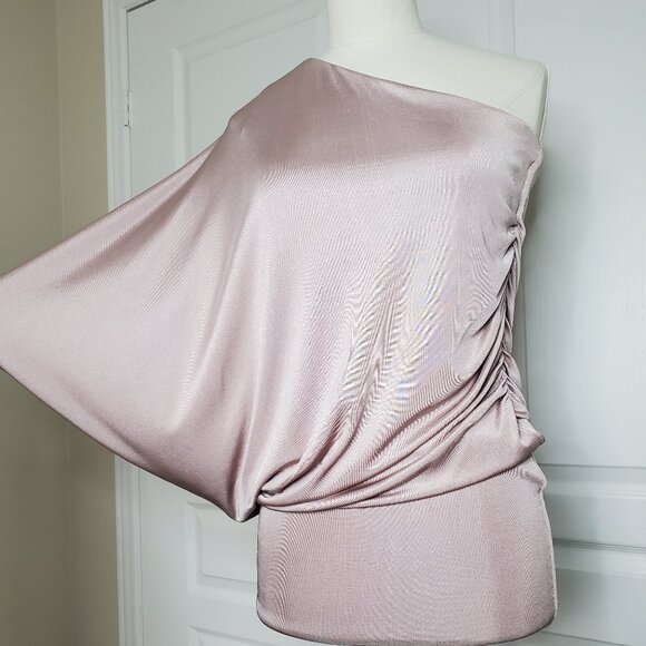 Guess by Marciano One-Shoulder Satin Top Blush Pink Size S - Picture 2 of 4